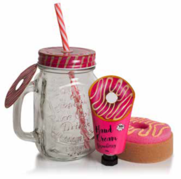 Bath Set Crystal Jar - Donut Strawberry Nr. POK.1661